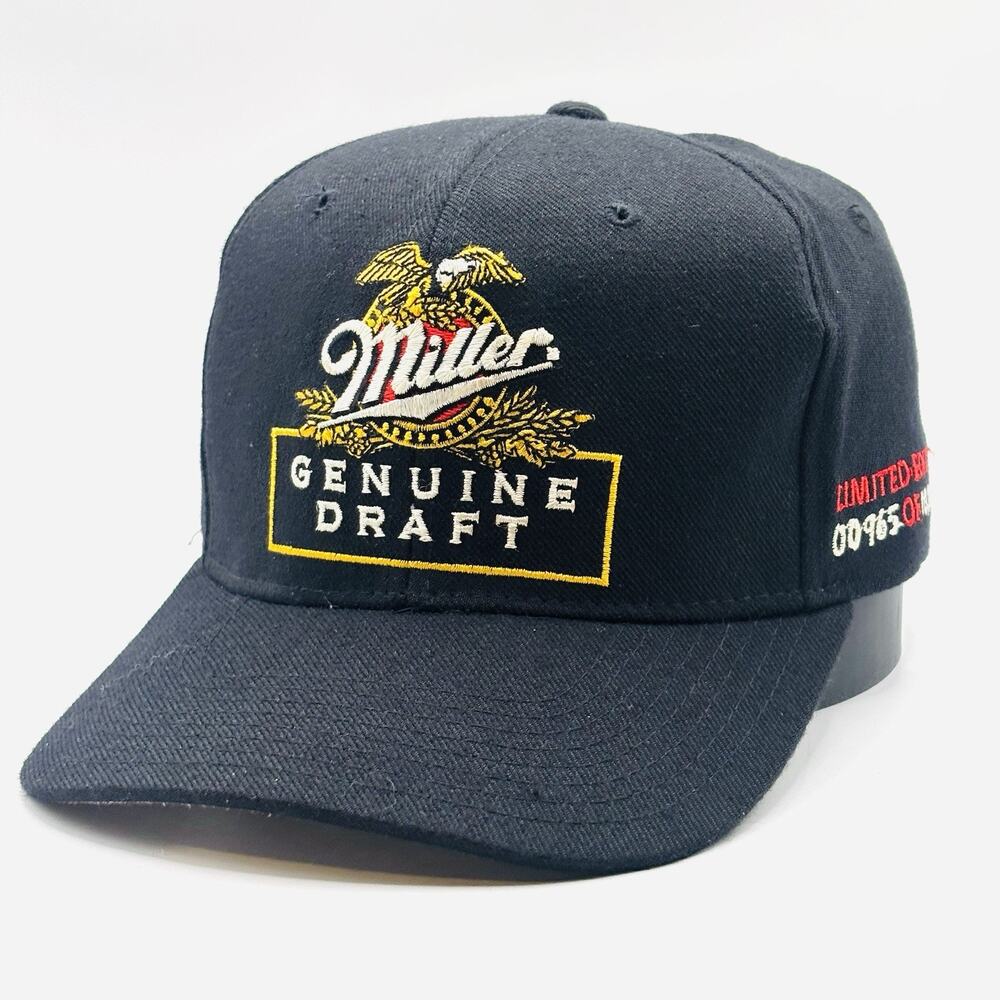 Vintage Miller Genuine Draft Beer Limited Edition Hat Cap Flex Fit Black #965